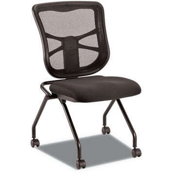 Alera® Alera Elusion Mesh Nesting Chairs, Padded Arms, Supports Up To 275 Lb, Black, 2-carton freeshipping - TVN Wholesale
